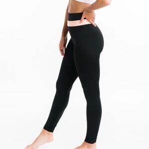 ZYIA Black and Peach Waistband Leggings